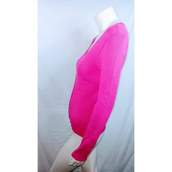 C'est City Knits Stretch Pink Cardigan Sweater - Picture 3 of 6